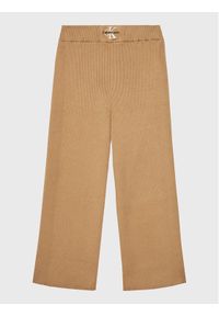 Calvin Klein Jeans Spodnie dzianinowe Monogram Rib IG0IG01700 Beżowy Regular Fit. Kolor: beżowy. Materiał: bawełna