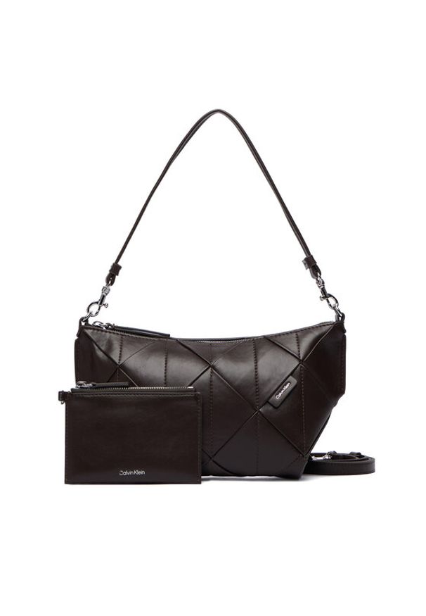 Calvin Klein Torebka Woven Shoulder Bag LV04F3546G Brązowy. Kolor: brązowy. Materiał: skórzane