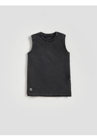 Reserved - Bawełniany t-shirt bez rękawów - czarny. Kolor: czarny. Materiał: bawełna. Długość rękawa: bez rękawów #1