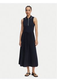 TOMMY HILFIGER - Tommy Hilfiger Sukienka codzienna 1985 Pleated WW0WW49621 Granatowy Regular Fit. Okazja: na co dzień. Kolor: niebieski. Materiał: syntetyk. Typ sukienki: proste. Styl: casual #1