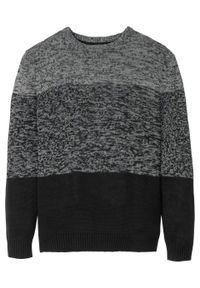 Sweter w wygodnym fasonie bonprix czarno-szary melanż. Kolor: czarny. Wzór: melanż #1