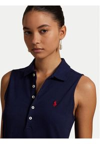 Polo Ralph Lauren Sukienka codzienna 211968292002 Granatowy Regular Fit. Okazja: na co dzień. Typ kołnierza: polo. Kolor: niebieski. Materiał: bawełna. Typ sukienki: proste. Styl: casual