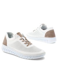 Półbuty damskie Artiker, niski fason sznurowanie sportowy charakter lekka konstrukcja elastyczna podeszwa miękka wkładka, biała, 58C3083. Okazja: na spacer, na co dzień. Zapięcie: sznurówki. Kolor: biały. Materiał: skóra, jeans. Szerokość cholewki: normalna. Wzór: gładki. Sezon: wiosna, lato. Sport: turystyka piesza #7