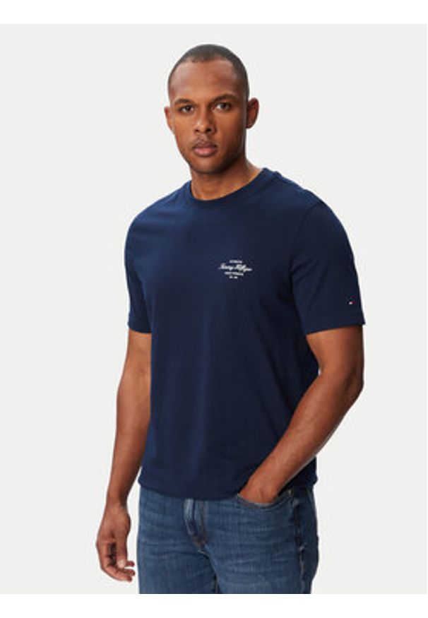 TOMMY HILFIGER - Tommy Hilfiger T-Shirt Nautical MW0MW44258 Granatowy Regular Fit. Kolor: niebieski. Materiał: bawełna