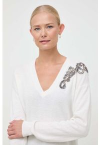 Liu Jo sweter z domieszką kaszmiru kolor beżowy lekki. Kolor: beżowy. Materiał: kaszmir. Długość rękawa: długi rękaw. Długość: długie #5