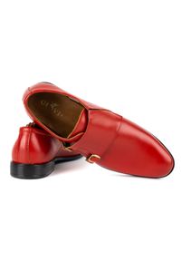 Olivier Skórzane buty wizytowe Monki 287LU czerwone. Zapięcie: sznurówki. Kolor: czerwony. Materiał: skóra. Wzór: gładki, aplikacja. Obcas: na obcasie. Styl: wizytowy. Wysokość obcasa: średni