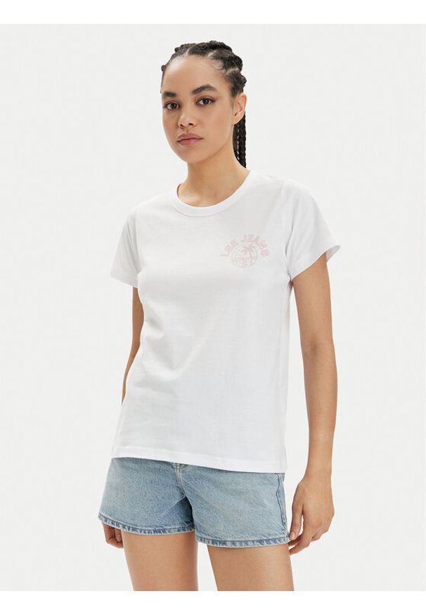 Lee T-Shirt 112350224 Biały Slim Fit. Kolor: biały. Materiał: bawełna