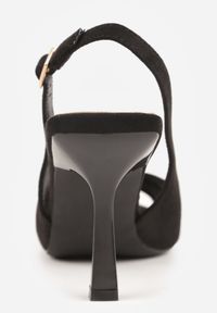 Born2be - Czarne Sandały na Szpilce z Odkrytą Piętą i Palcami Zitena. Okazja: na co dzień. Zapięcie: sprzączka. Kolor: czarny. Wzór: ażurowy. Obcas: na szpilce. Styl: casual, elegancki. Wysokość obcasa: średni #8