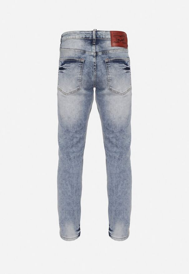 Born2be - Jasnoniebieskie Bawełniane Jeansy z Przetarciami Ragstia. Okazja: na co dzień. Kolor: niebieski. Styl: casual