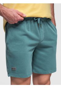 Ombre Clothing - Męskie krótkie spodenki dresowe RELAXED FIT w stylu athleisure – turkusowe V1 - Rozmiar: XXL. Kolor: turkusowy. Materiał: dresówka. Długość: krótkie #1