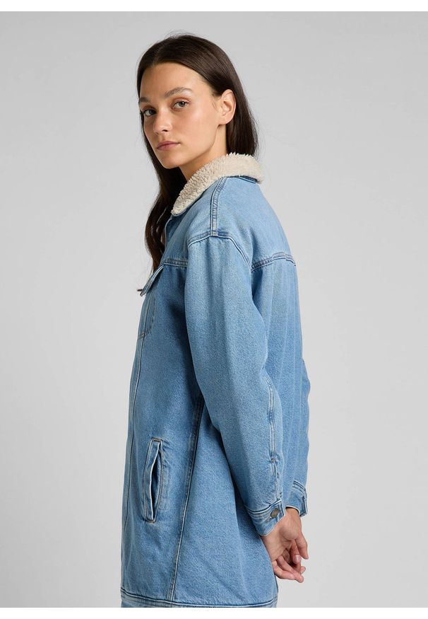 Lee - LEE ELONGATED SHERPA RIDER DAMSKA KURTKA JEANSOWA DAY USE L55NRDZC 112322384. Materiał: jeans