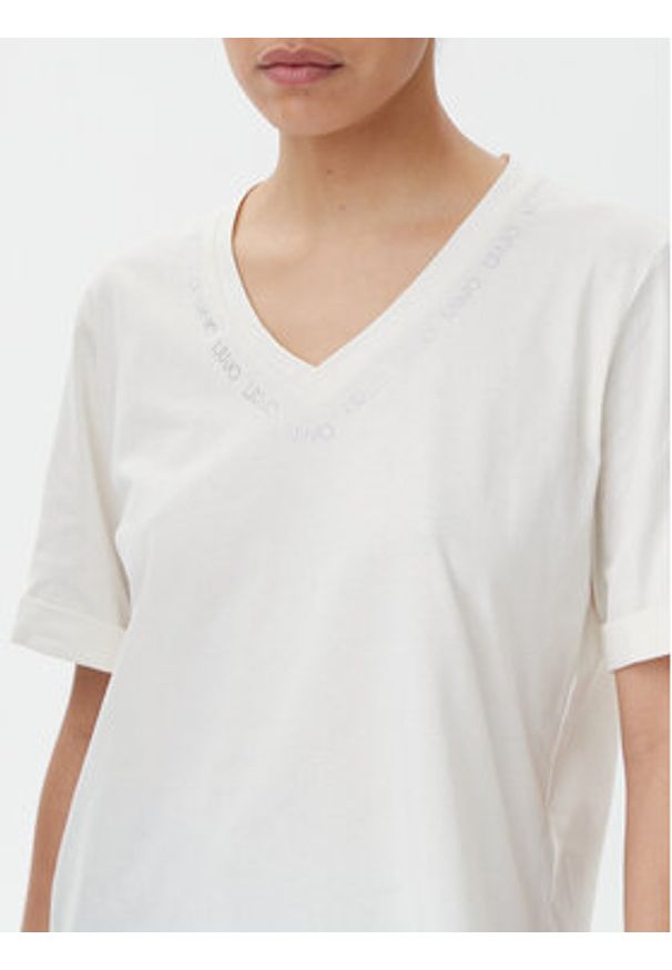 Liu Jo Beachwear T-Shirt TA5175 JS923 Écru Regular Fit. Materiał: bawełna