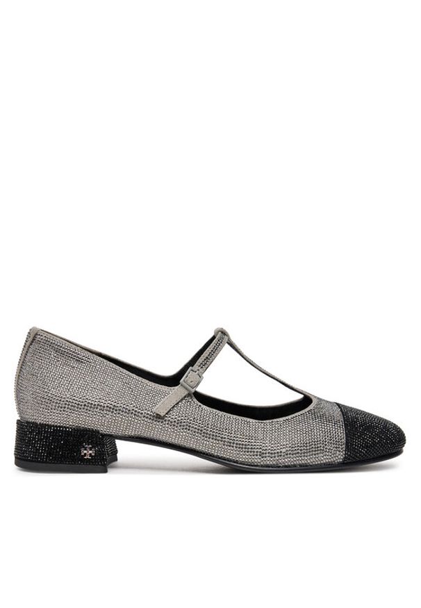 Tory Burch Baleriny Cap-Toe T-Strap Pave Heeled 159830 Srebrny. Kolor: srebrny. Materiał: syntetyk