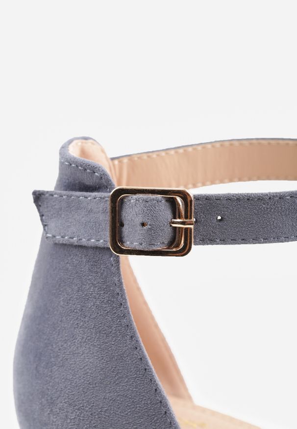 Renee - Niebieskie Czółenka na Słupku Vices ze Skórzaną Wkładką i Paskiem przy Kostce Nurilora. Zapięcie: pasek. Kolor: niebieski. Materiał: skóra. Obcas: na słupku. Styl: elegancki. Wysokość obcasa: średni