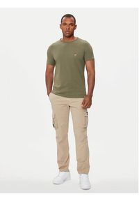 Aeronautica Militare T-Shirt AM1UTI001 Khaki Regular Fit. Kolor: brązowy. Materiał: bawełna