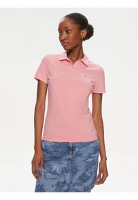 Tommy Jeans Polo Essential DW0DW17220 Różowy Slim Fit. Typ kołnierza: polo. Kolor: różowy. Materiał: bawełna #1