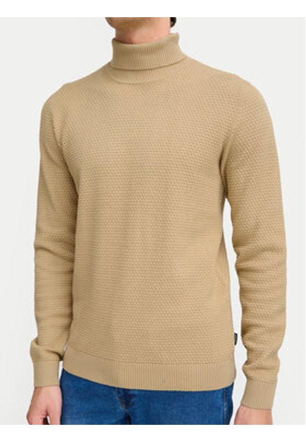 Blend Golf 20717258 Beżowy Regular Fit. Typ kołnierza: golf. Kolor: beżowy. Materiał: bawełna