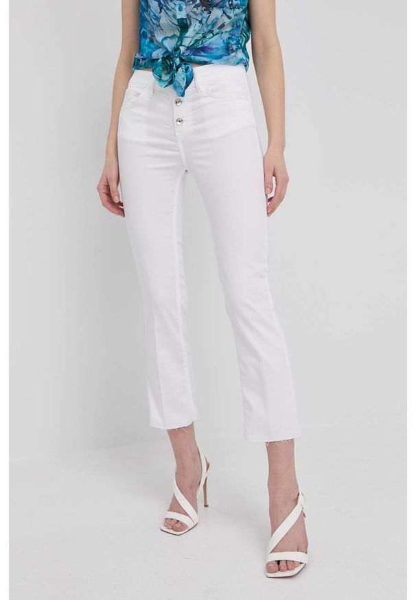 Liu Jo spodnie Princess damskie kolor biały medium waist. Kolor: biały