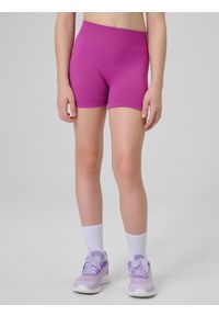 4f - 4F Legginsy krótkie sportowe bezszwowe dziewczęce - różowe 140/146 (9-11 lat). Stan: podwyższony. Kolor: różowy. Materiał: materiał. Długość: krótkie. Sezon: lato. Styl: sportowy #2