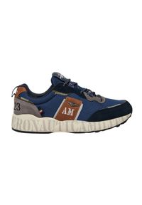 Aeronautica Militare - AERONAUTICA MILITARE Granatowe męskie sneakersy AM23, Rozmiar 44. Okazja: na co dzień. Kolor: niebieski. Materiał: tkanina, zamsz. Wzór: nadruk, haft #5