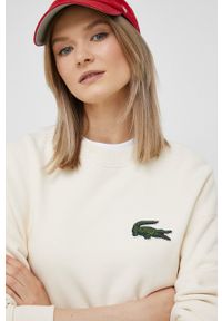 Lacoste bluza bawełniana męska kolor beżowy z aplikacją. Kolor: beżowy. Materiał: bawełna. Wzór: aplikacja #9