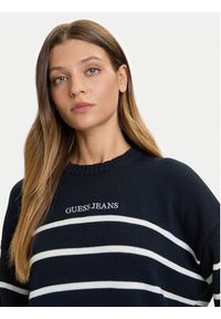 Guess Jeans Sweter W5BR03 Z3HM1 Niebieski Relaxed Fit. Kolor: niebieski. Materiał: bawełna