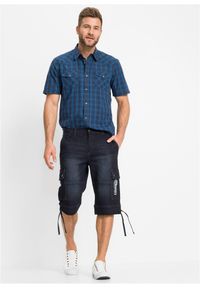 bonprix - Koszula z krótkim rękawem, z czystej bawełny. Kolor: niebieski. Materiał: bawełna. Długość rękawa: krótki rękaw. Długość: krótkie. Styl: klasyczny #3