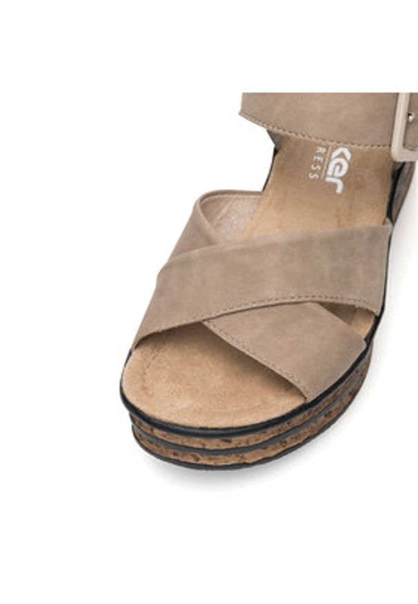 Rieker Sandały 68163-62 Beżowy. Kolor: beżowy. Materiał: syntetyk