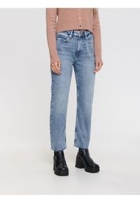 Sinsay - Jeansy straight high waist - niebieski. Stan: podwyższony. Kolor: niebieski #1