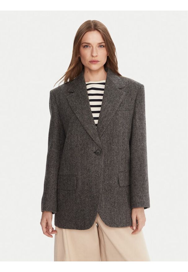 Weekend Max Mara Marynarka Tronto 2525046042 Szary Regular Fit. Kolor: szary. Materiał: wełna