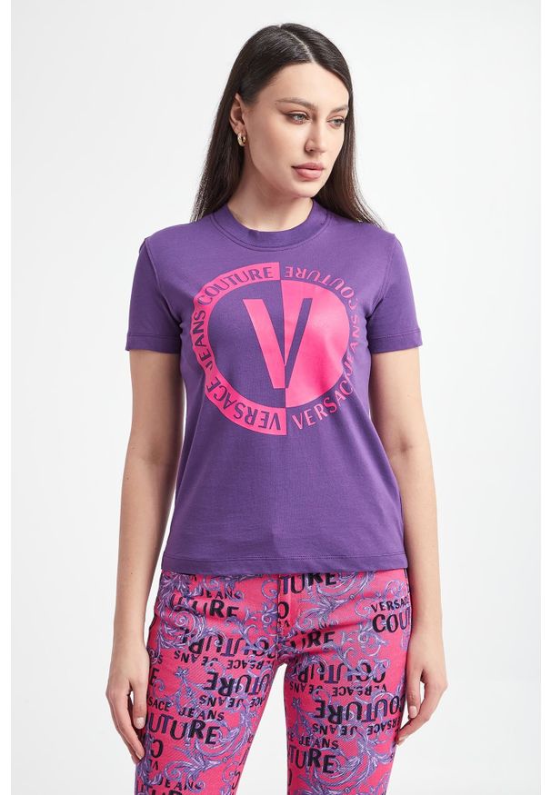 Versace Jeans Couture - T-shirt damski VERSACE JEANS COUTURE. Materiał: bawełna. Wzór: nadruk