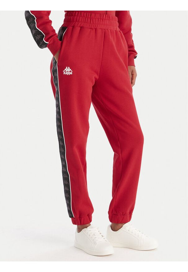 Kappa Spodnie dresowe Banda Adina 311M8HW Czerwony Regular Fit. Kolor: czerwony. Materiał: bawełna, syntetyk