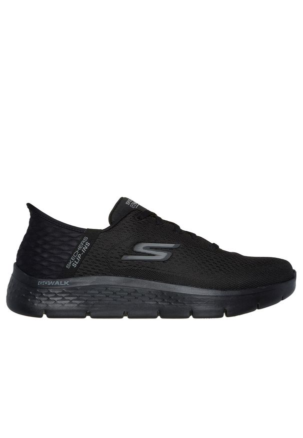 skechers - Buty do chodzenia męskie Skechers Slip ins Go Walk Flex Hands Up. Kolor: czarny. Materiał: tkanina, materiał. Szerokość cholewki: normalna. Sport: turystyka piesza