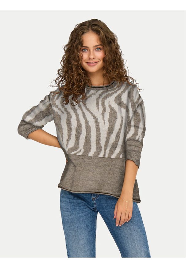 only - ONLY Sweter Jade 15294969 Brązowy Regular Fit. Kolor: brązowy. Materiał: syntetyk
