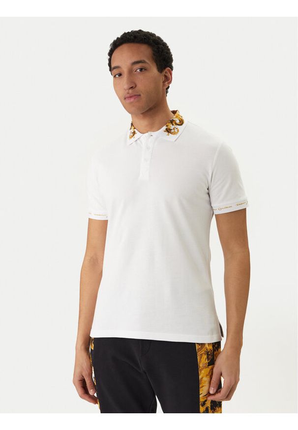 Versace Jeans Couture Polo 80GAGT12 CJ01T Biały Slim Fit. Typ kołnierza: polo. Kolor: biały. Materiał: bawełna