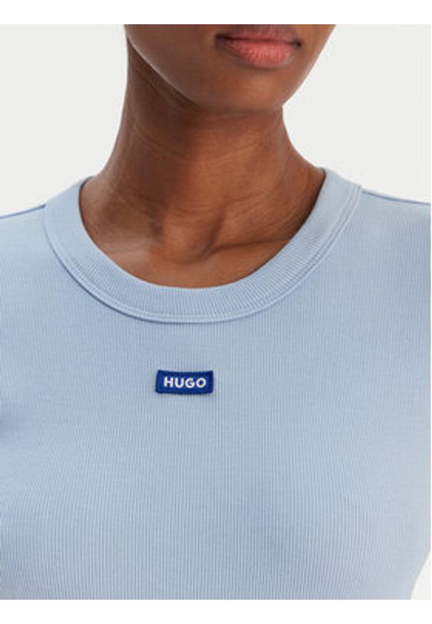 Hugo - HUGO T-Shirt Easy 50523924 Błękitny Slim Fit. Kolor: niebieski. Materiał: bawełna