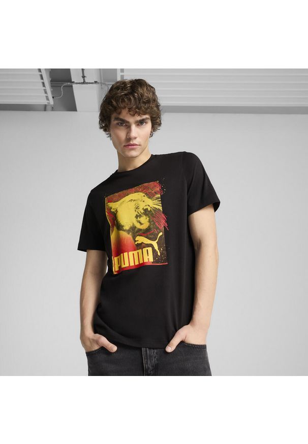 Puma - Męska koszulka Graphics Photoprint PUMA Black. Kolor: czarny. Wzór: nadruk