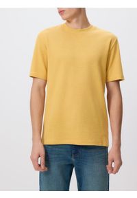 Reserved - Strukturalny t-shirt comfort fit - bursztynowy. Kolor: pomarańczowy. Materiał: bawełna, dzianina