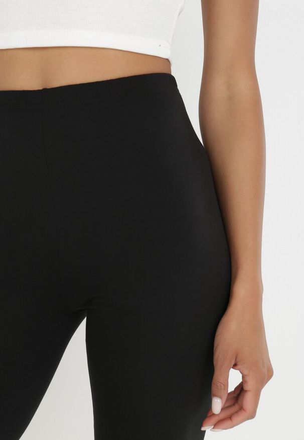 Born2be - Czarne Legginsy Savaretis. Kolor: czarny. Materiał: dresówka, dzianina. Długość: długie. Wzór: gładki. Styl: sportowy