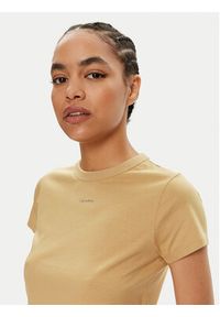 Calvin Klein T-Shirt Nano Logo K20K207212 Beżowy Slim Fit. Kolor: beżowy. Materiał: bawełna #3