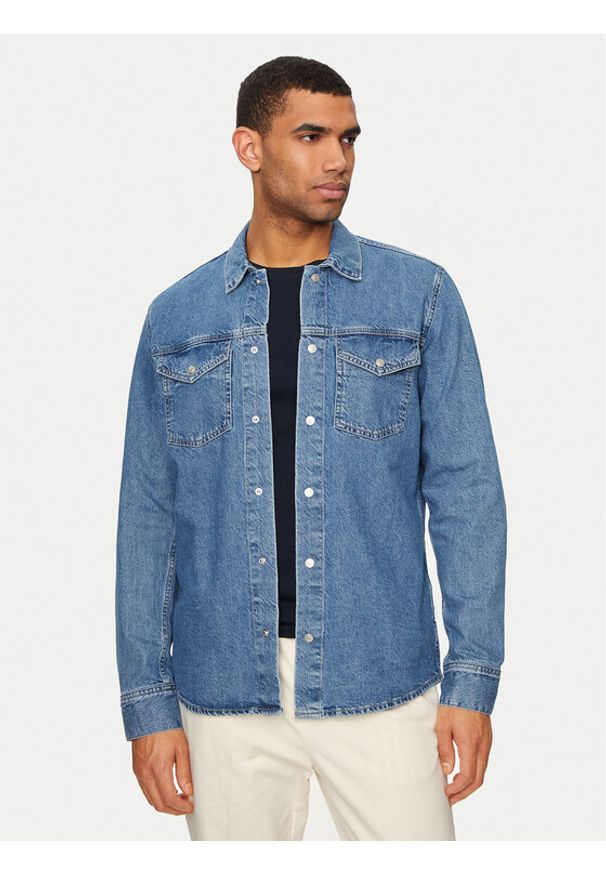 Pepe Jeans Koszula jeansowa PM308584 Niebieski Regular Fit. Kolor: niebieski. Materiał: bawełna