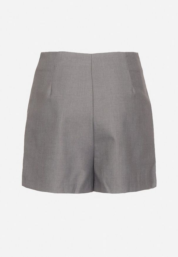 Born2be - Szare Spódnico-Szorty Krótkie z Rozcięciem na Boku Irindel. Okazja: na co dzień. Stan: podwyższony. Kolor: szary. Materiał: wiskoza. Długość: krótkie. Styl: elegancki, klasyczny, casual