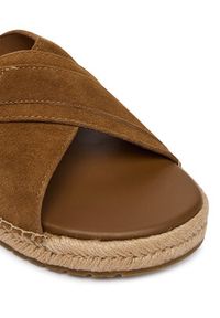 TOMMY HILFIGER - Tommy Hilfiger Espadryle Buckle Flexible Sandals FM0FM05772 Brązowy. Kolor: brązowy. Materiał: skóra, zamsz #5