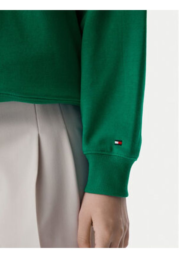 TOMMY HILFIGER - Tommy Hilfiger Bluza Logo Embroidery WW0WW48724 Zielony Regular Fit. Kolor: zielony. Materiał: bawełna