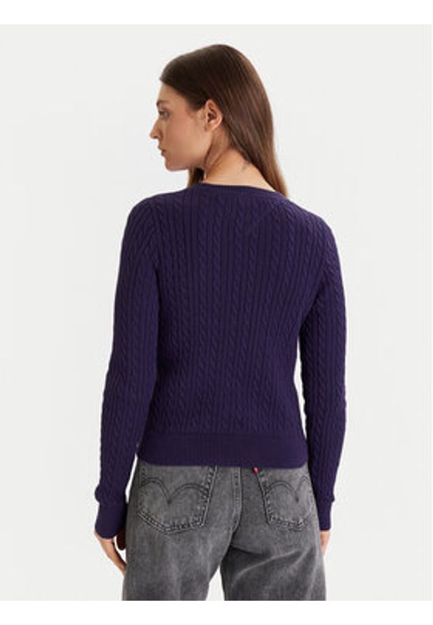 Tommy Jeans Sweter Cable Essential DW0DW22165 Fioletowy Regular Fit. Kolor: fioletowy. Materiał: bawełna