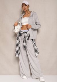 Renee - Szara Bluza Rozpinana z Bawełny z Kapturem Telisienna. Okazja: na co dzień, na spacer. Typ kołnierza: kaptur. Kolor: szary. Materiał: bawełna. Wzór: aplikacja. Styl: sportowy, casual #4