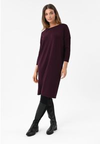 Volcano - Dzianinowa sukienka oversize G-PEARL. Okazja: na co dzień. Materiał: dzianina. Długość rękawa: długi rękaw. Wzór: gładki. Sezon: jesień. Typ sukienki: oversize. Styl: casual, elegancki #1