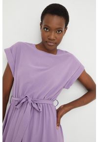 Answear Lab sukienka kolor fioletowy mini rozkloszowana. Kolor: fioletowy. Materiał: tkanina. Wzór: gładki. Typ sukienki: rozkloszowane. Styl: wakacyjny. Długość: mini