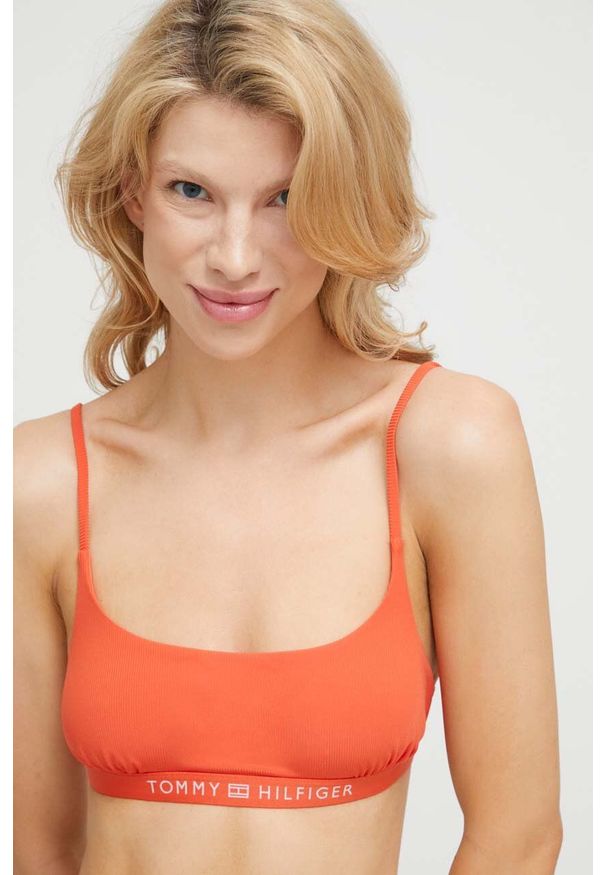 TOMMY HILFIGER - Tommy Hilfiger biustonosz kąpielowy kolor pomarańczowy. Kolor: pomarańczowy. Materiał: poliester