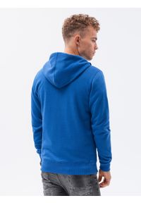 Ombre Clothing - Bluza męska rozpinana z kapturem BASIC - niebieski V9 B977 - XL. Typ kołnierza: kaptur. Kolor: niebieski. Materiał: bawełna, poliester #4